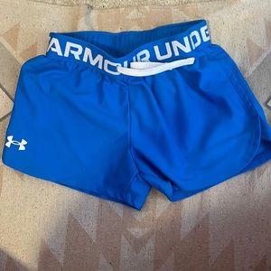 size youth medium under armor blue shorts